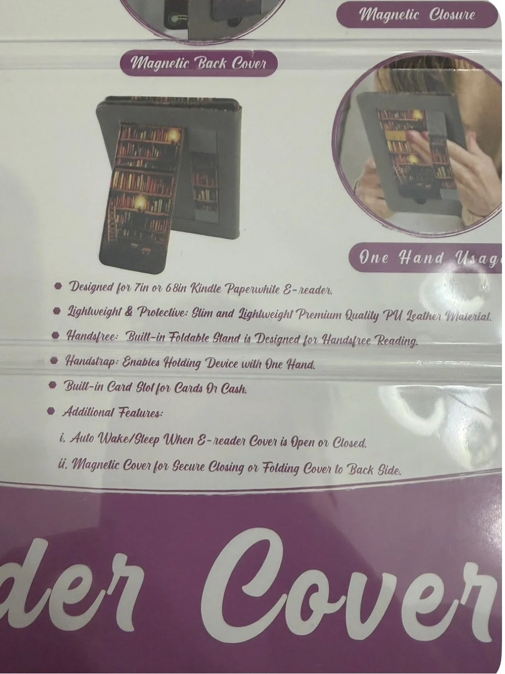 Kindle E-Reader Magnetic Cover Case for 7in. Kindle Paperwhite Bookshelf Design